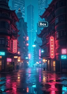 밤에는 빛나는 간판이 있는 미래적인 네온 불빛의 도시 거리입니다. AI 이미지 생성기의 장면 옵션입니다.