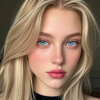 Блондинка с голубыми глазами. Шаблон модели для замены лица на фотографии.