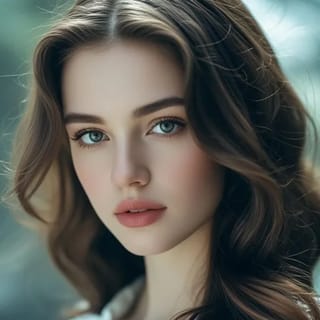 Женщина с темными волнистыми волосами. Шаблон модели для замены лица на фотографии.