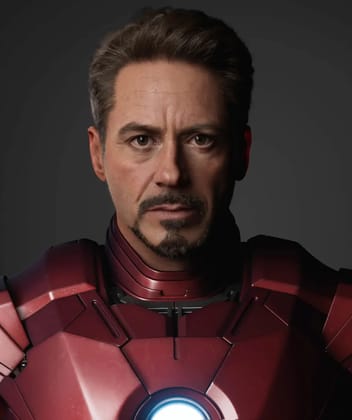 Iron man portræt med mørk baggrund. Modelskabelon til fotoudskiftning af ansigter.