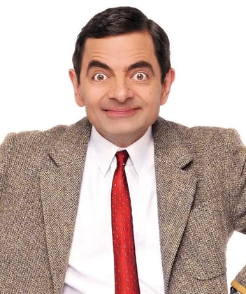 Mr. Bean-portræt med overdrevet udtryk. Modelskabelon til fotoudskiftning af ansigter.